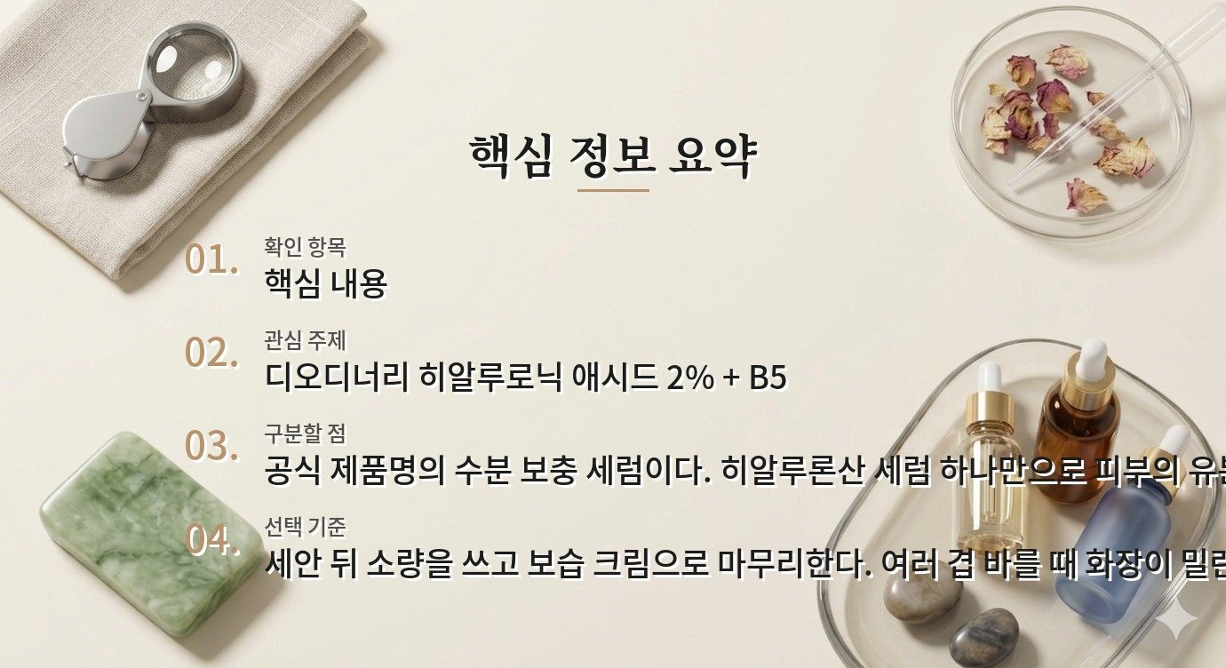 디오디너리 히알루로닉 애시드 2% + B5, 건성 피부 사용 순서 비교 가이드