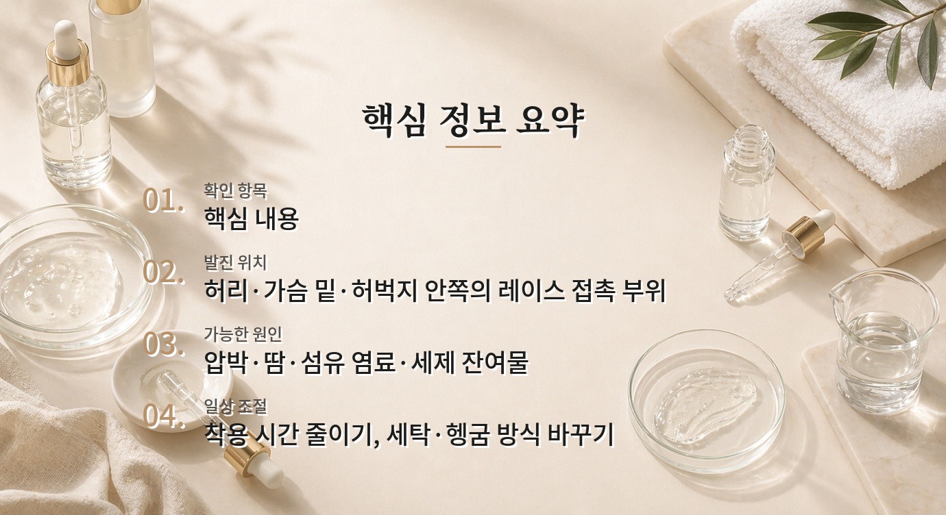 레이스 속옷 라인에만 오돌토돌 발진이 생길 때, 세탁세제와 마찰 점검하기 비교 가이드
