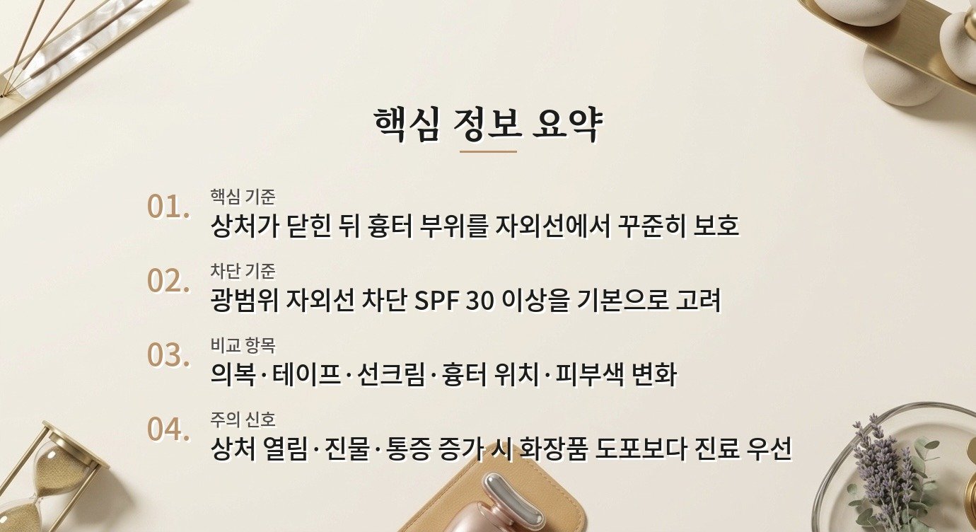 수술 흉터가 햇빛에 노출될 때 색이 짙어지는 것을 줄이는 관리 포인트 비교 가이드