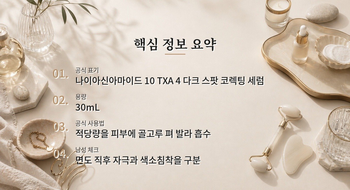 아누아 나이아신아마이드 10 TXA 4 다크 스팟 코렉팅 세럼 30mL, 면도 자국 착색에 써도 될까 비교 가이드