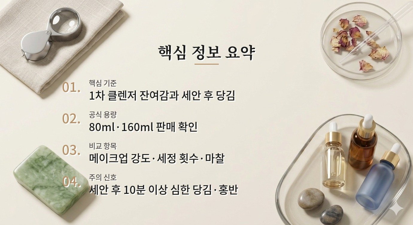 비플레인 녹두 약산성 클렌징폼은 진한 메이크업 2차 세안용으로 충분할까요? 비교 가이드