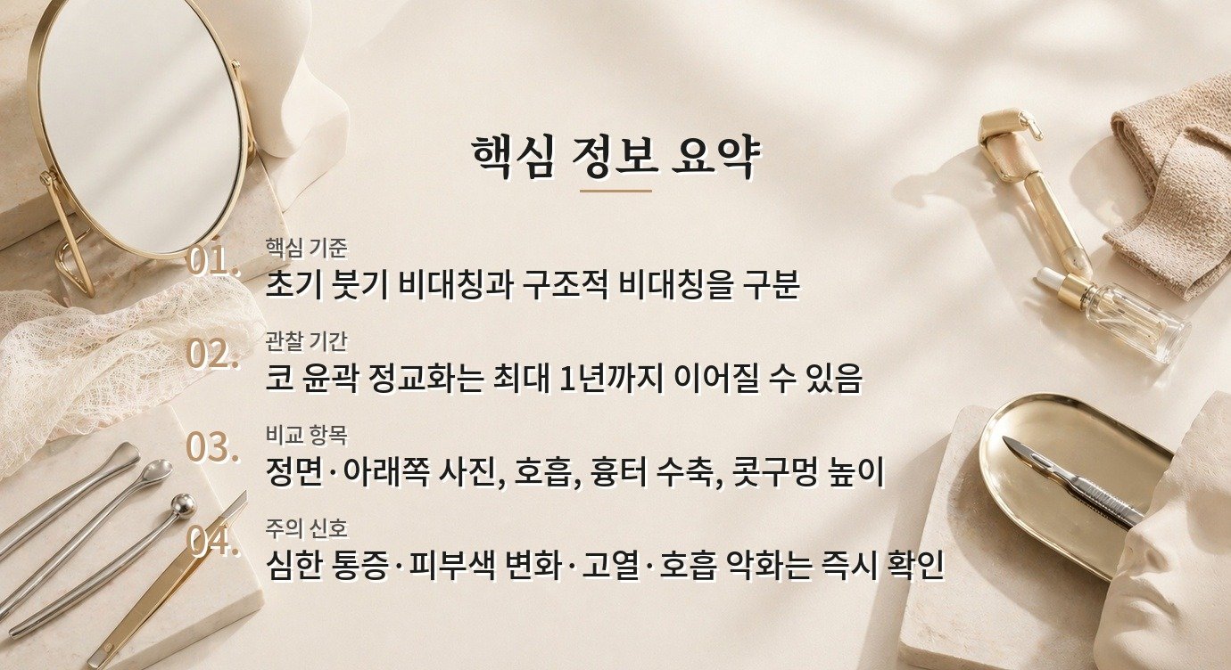 코성형 후 콧구멍 비대칭은 언제까지 기다려봐야 하나요? 비교 가이드