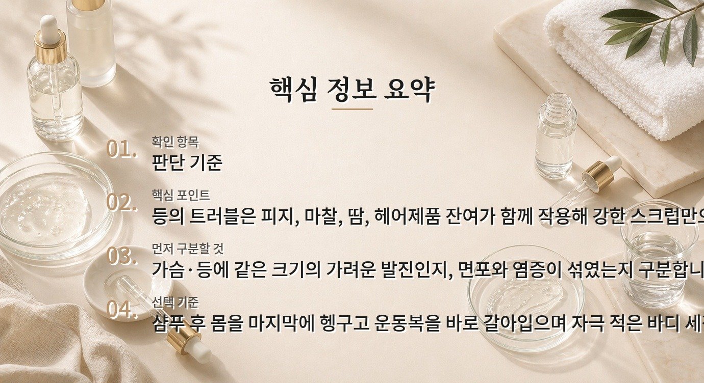 남자 등드름에 바디스크럽보다 샴푸 잔여와 운동 후 샤워를 먼저 볼 이유 비교 가이드