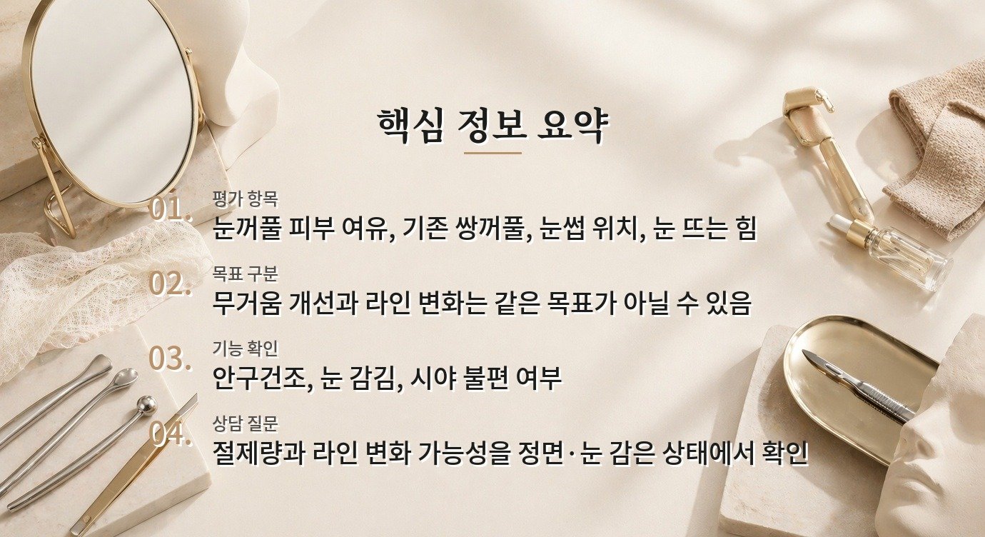 상안검 수술 전 쌍꺼풀 라인을 바꿀지, 처진 피부만 정리할지 결정하는 기준 비교 가이드