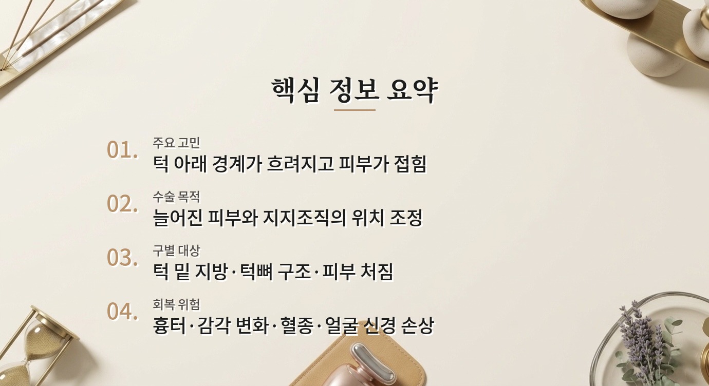 남자 턱선 미니거상술, 지방이 아니라 피부가 처졌을 때 살펴볼 것 비교 가이드