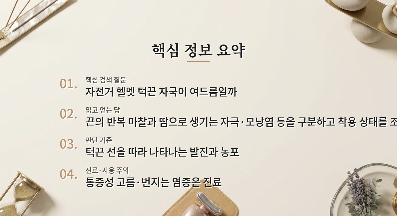 남자 자전거 헬멧 턱끈 자리에 뾰루지가 생길 때, 마찰 줄이는 법 비교 가이드
