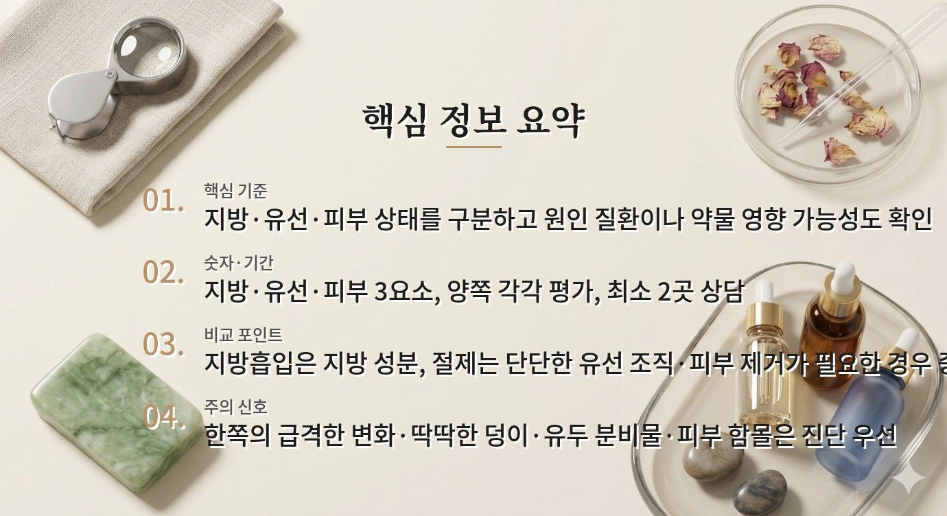 남자 여유증 수술, 유선 제거와 지방흡입이 함께 필요한 경우 비교 가이드