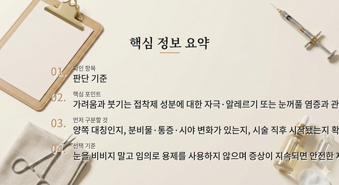 속눈썹 연장 후 눈꺼풀 가려움, 접착제 자극과 감염 신호 구분법 비교 가이드