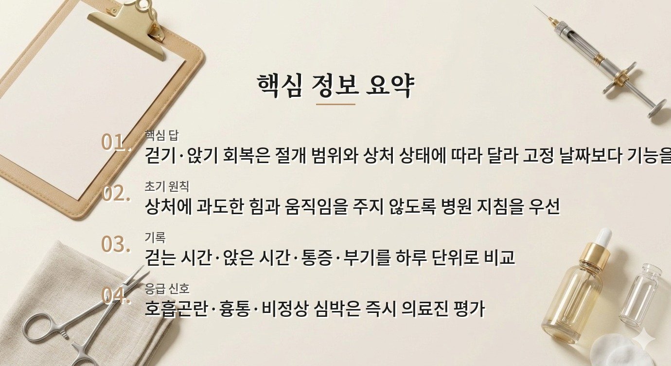 허벅지거상술 후 앉거나 걷는 건 언제부터 편해지나요? 비교 가이드