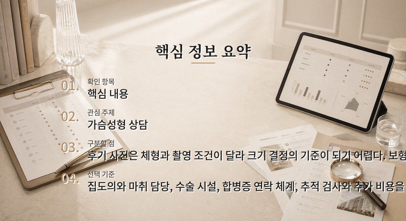 가슴성형 병원 상담, 보형물 정보와 추적 계획 비교 비교 가이드