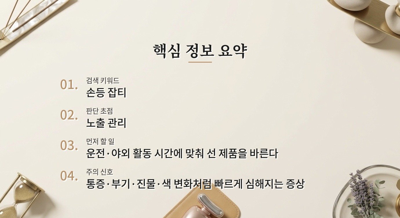 손등 잡티가 진해 보일 때, 미백 화장품보다 먼저 챙길 자외선 관리 비교 가이드