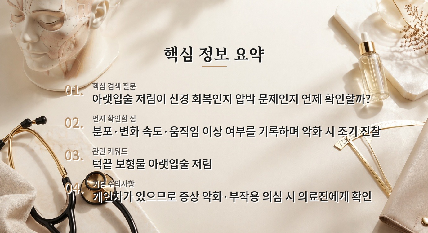 턱끝 보형물 수술 뒤 아랫입술이 저릴 때, 감각 변화 기록과 진찰 시점 비교 가이드