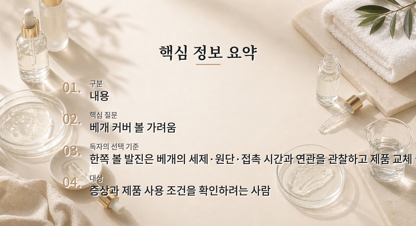베개 커버를 바꾼 뒤 한쪽 볼만 가려울 때, 원단과 세탁 습관 확인하기 비교 가이드