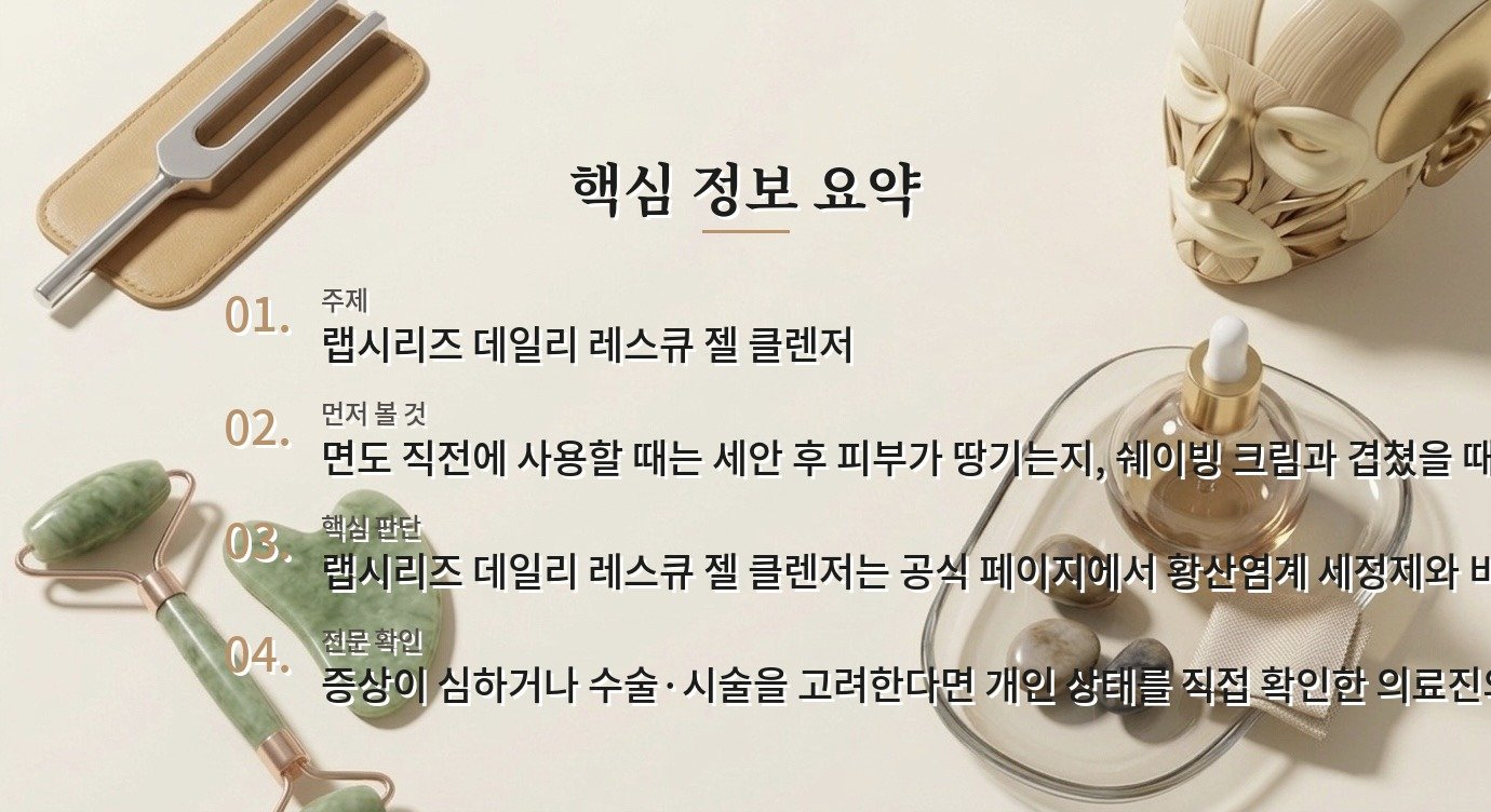랩시리즈 데일리 레스큐 젤 클렌저는 면도 전 세안용으로도 괜찮을까요? 비교 가이드
