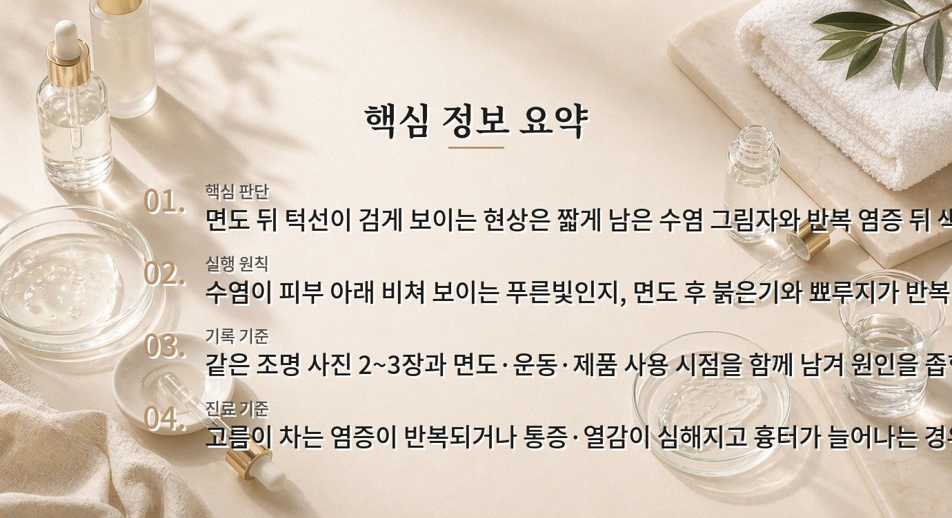 남자 턱선 면도 후 검은 자국, 면도 횟수보다 염증과 색소침착을 나눠 보는 법 비교 가이드