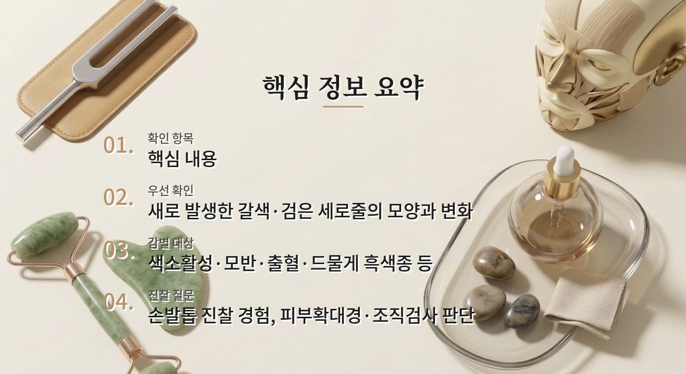 손톱에 검은 세로줄이 생겼다면, 손발톱 색소 진료 병원에서 확인할 검사 기준 비교 가이드