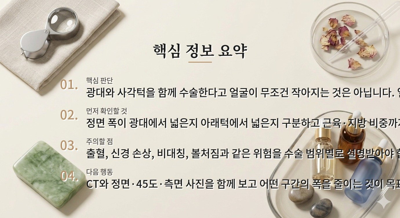 여성 광대·사각턱 수술을 같이 하면 얼굴이 무조건 작아질까요? 비교 가이드