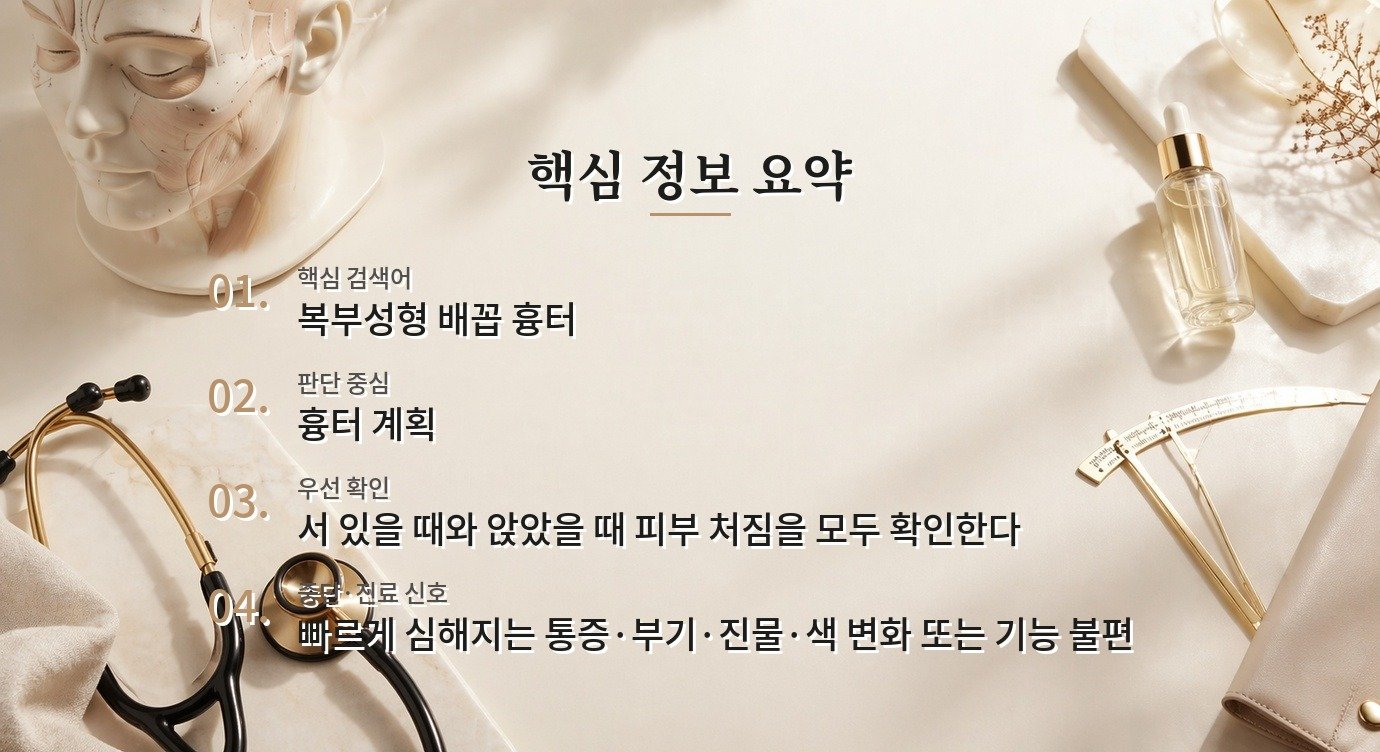 복부성형 뒤 배꼽 흉터가 걱정될 때 위치와 장력을 묻는 상담법 비교 가이드