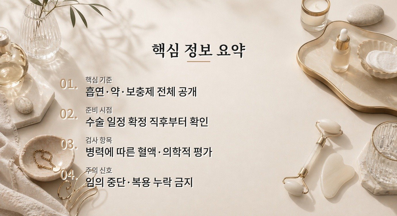 안면거상 수술 전 금연과 약물 조정 확인 기준 비교 가이드
