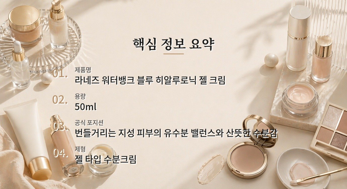 라네즈 워터뱅크 블루 히알루로닉 젤 크림 50ml, 번들거리는 피부의 메이크업 전 크림으로 볼 점 비교 가이드