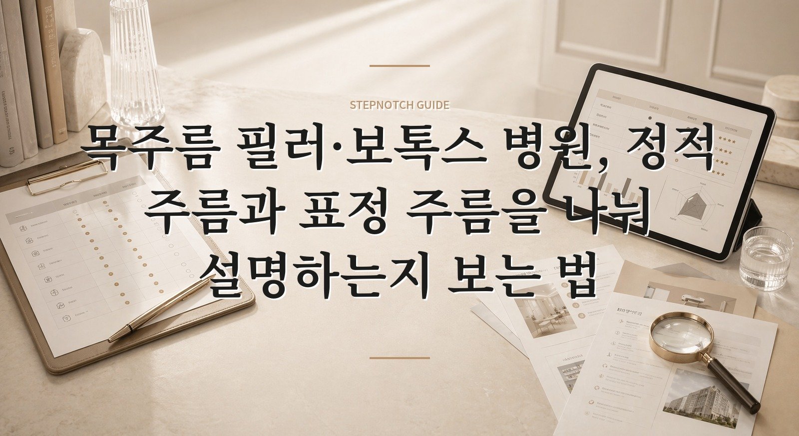 목주름 필러·보톡스 병원, 정적 주름과 표정 주름을 나눠 설명하는지 보는 법