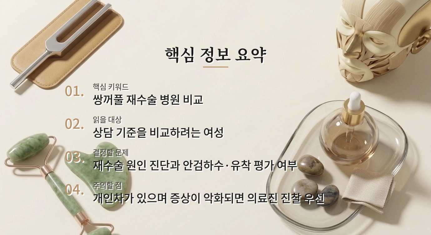 쌍꺼풀 재수술 병원 비교, 풀린 라인인지 눈 뜨는 힘 문제인지 구별하기 비교 가이드