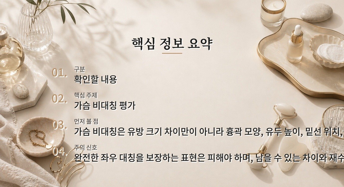 가슴 비대칭 교정 전 흉곽과 유두 높이를 따로 재야 하는 까닭 비교 가이드