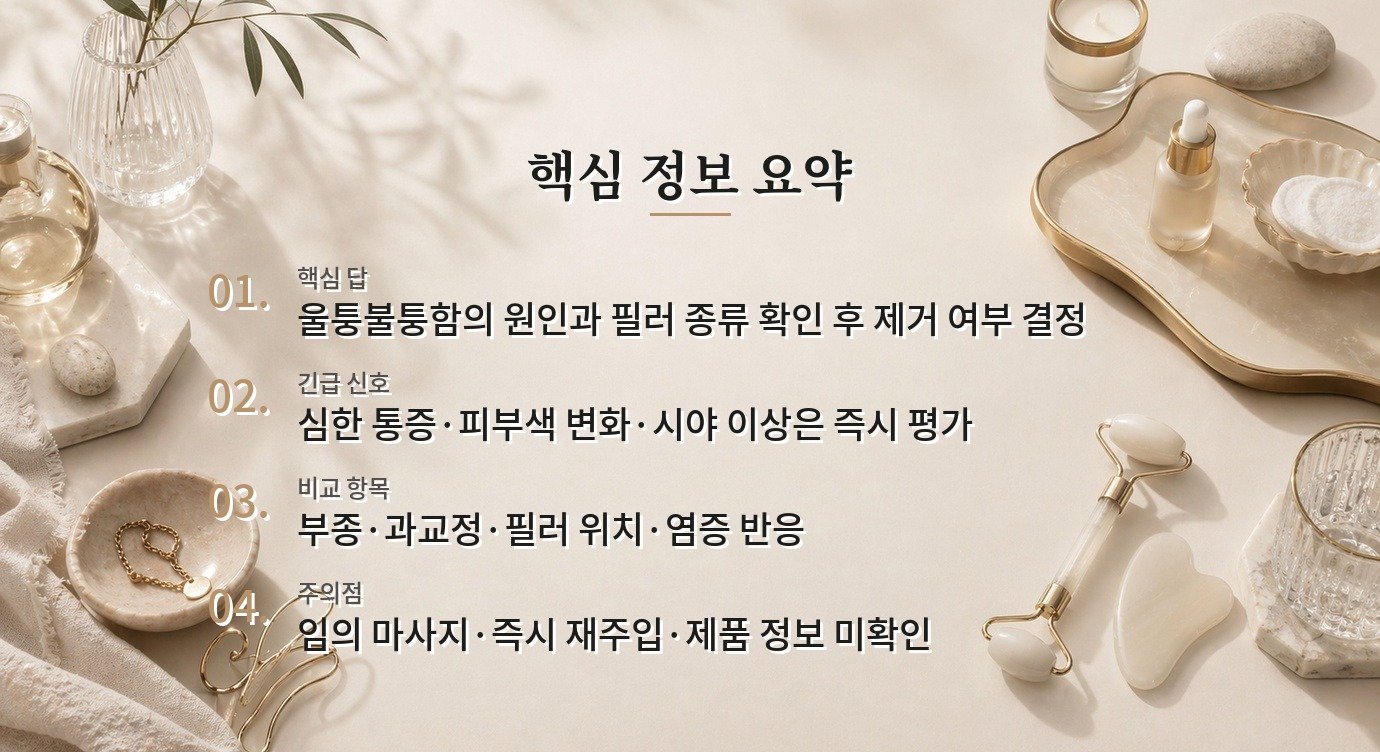 눈밑 필러가 울퉁불퉁해졌는데 바로 녹이는 게 좋을까요? 비교 가이드