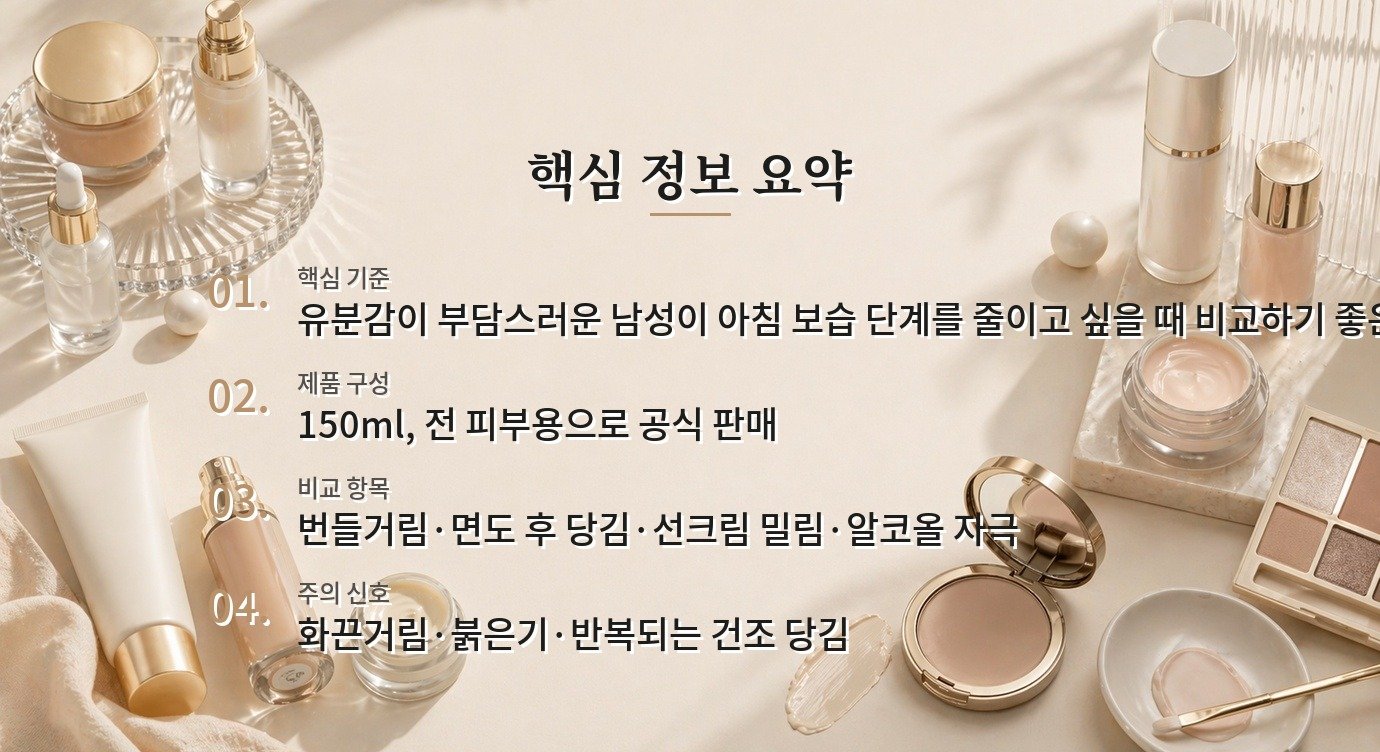 비레디 오일캡처 올인원 로션, 번들거림 많은 남자의 아침 보습 비교 가이드
