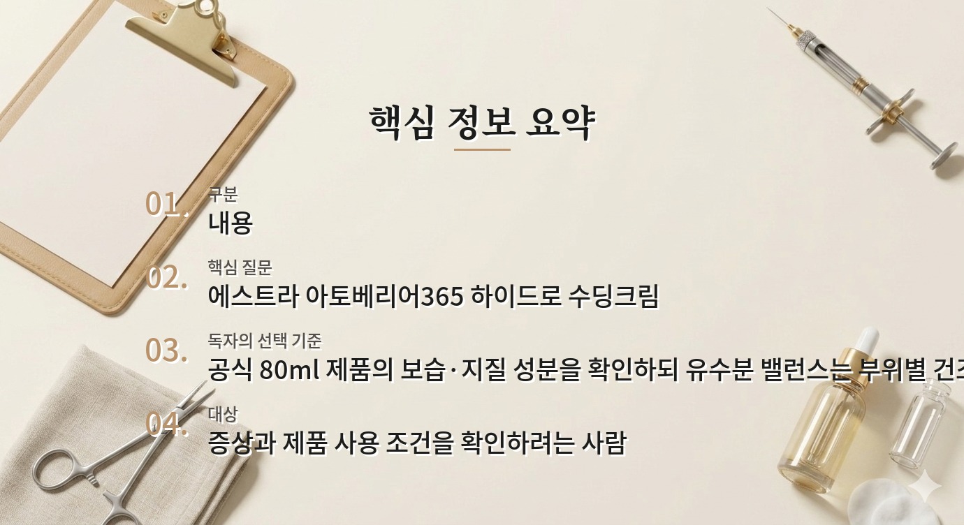 에스트라 아토베리어365 하이드로 수딩크림 80ml, 번들거리는 수부지 피부에 적합할까? 비교 가이드
