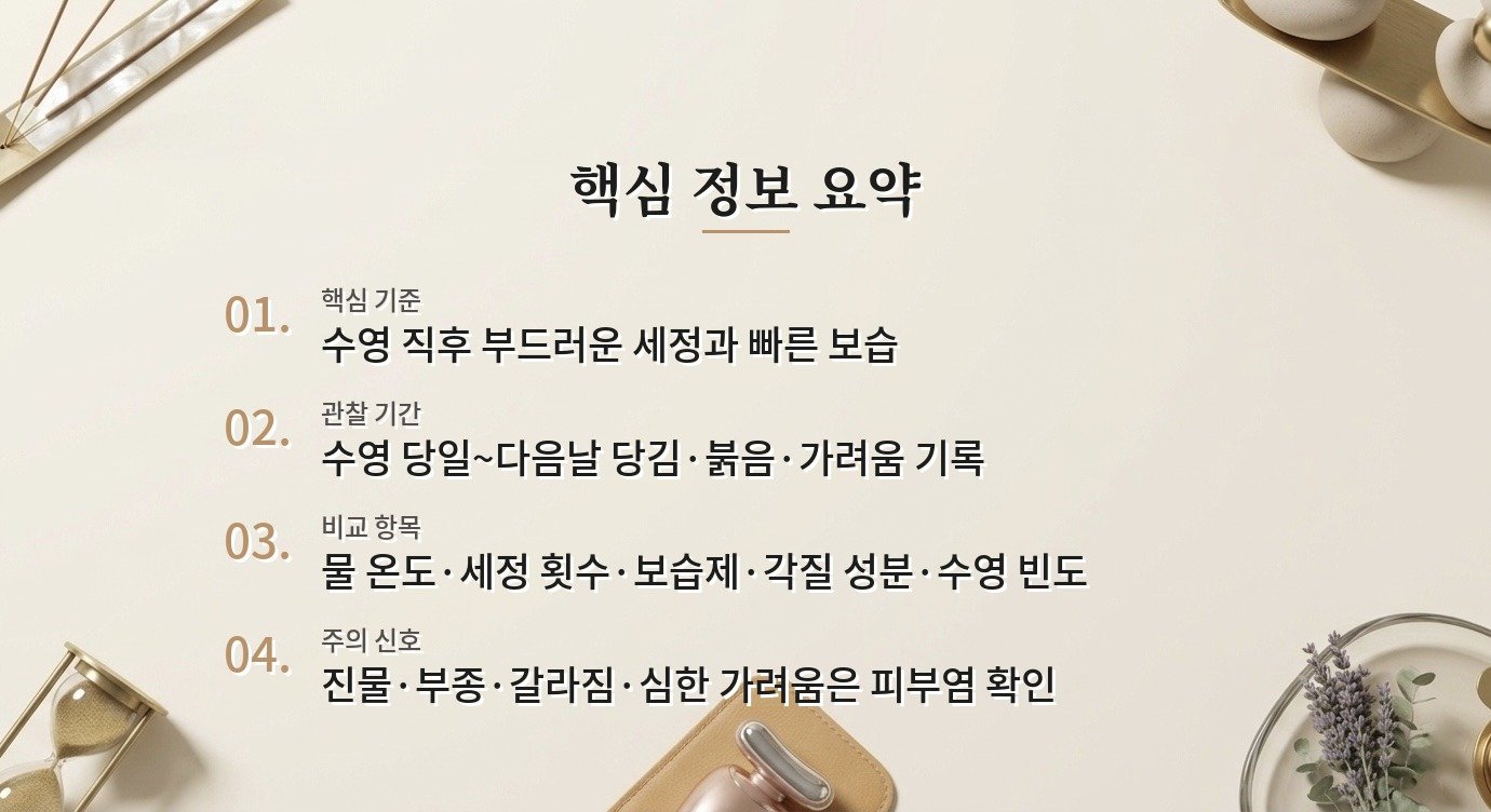 수영장 다녀온 날 얼굴이 당길 때, 세안 횟수보다 보습 타이밍이 중요한 이유 비교 가이드