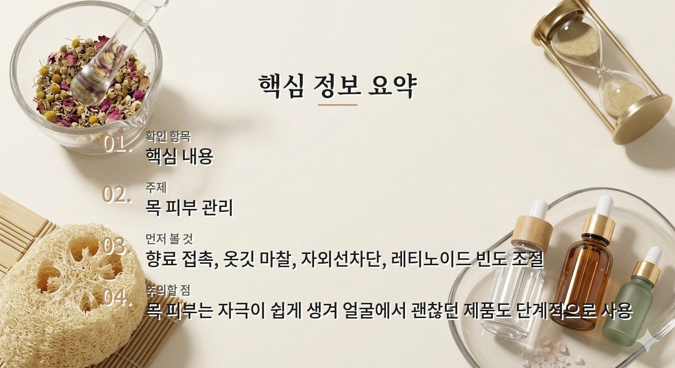 목주름 화장품을 얼굴 제품처럼 바르면 안 되는 경우 비교 가이드