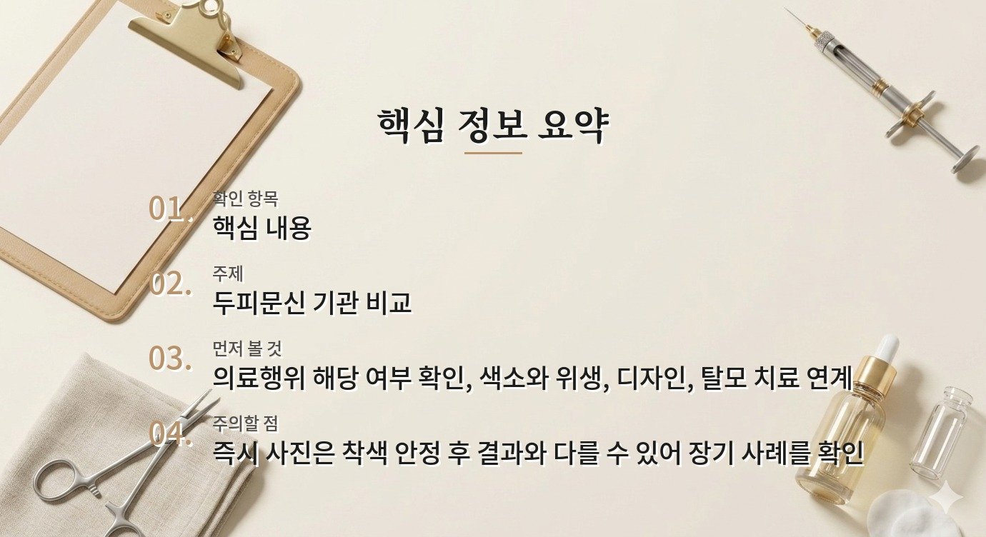 두피문신 시술기관 비교, 색소 번짐과 탈모 진행을 확인하는 법 비교 가이드