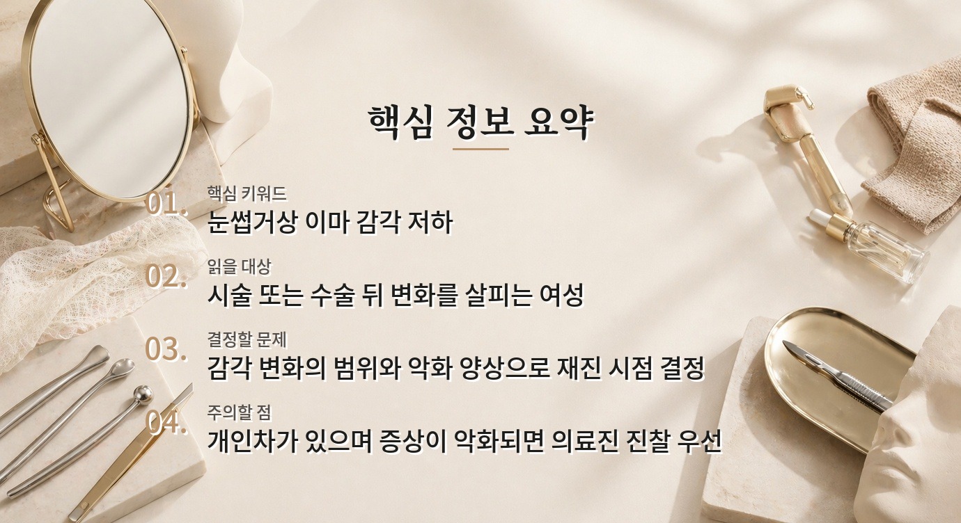 눈썹거상 후 이마 감각이 둔할 때, 회복 과정과 진료가 필요한 변화 비교 가이드