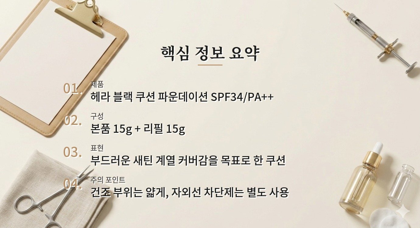 헤라 블랙 쿠션 파운데이션, 건조한 피부의 들뜸과 새틴 커버감 비교 가이드