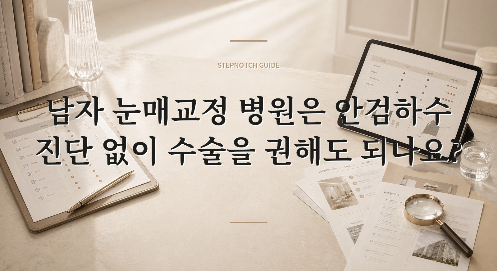 남자 눈매교정 병원은 안검하수 진단 없이 수술을 권해도 되나요?