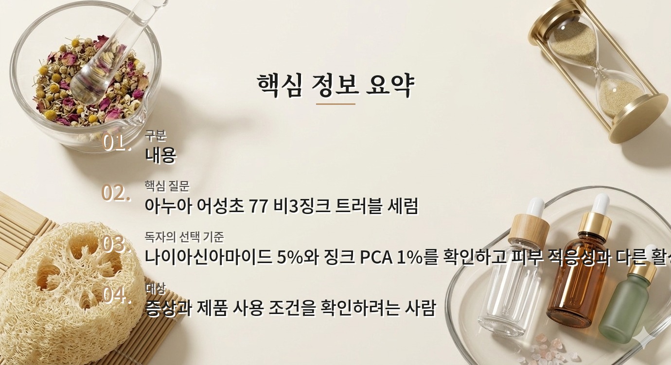 아누아 어성초 77 비3징크 트러블 세럼 30ml, 지성 피부의 번들거림에도 맞을까? 비교 가이드