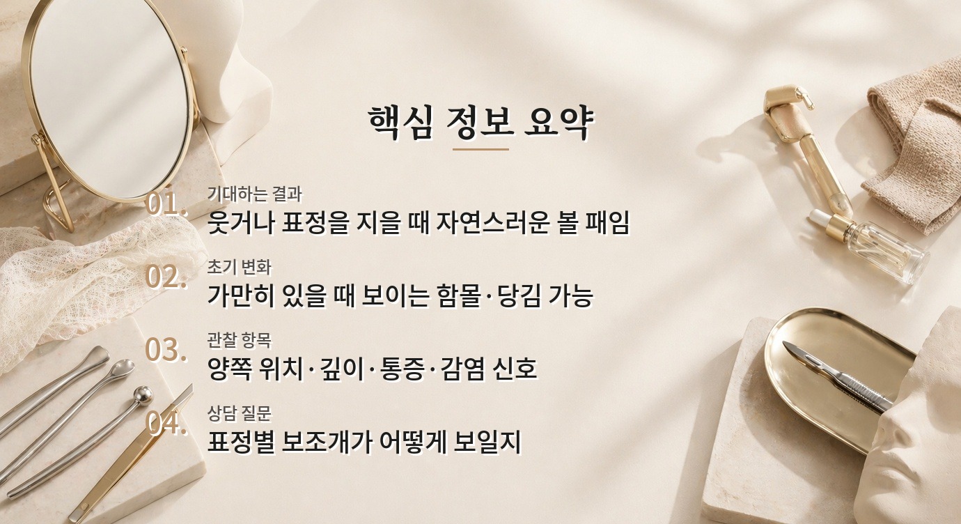 남자 보조개 수술 뒤 가만히 있어도 패이면 정상일까요? 비교 가이드