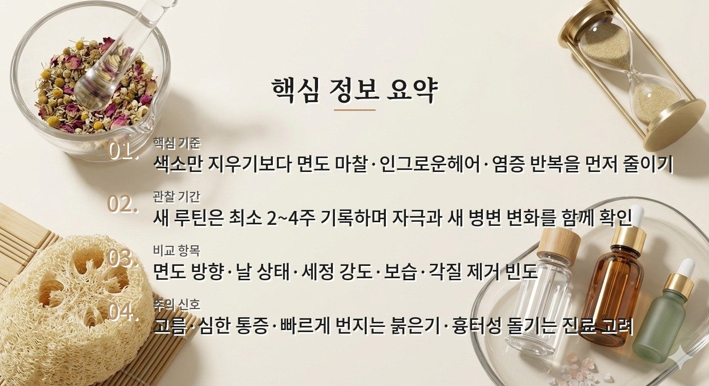 남자 수염라인 색소침착, 면도 다음 날 각질 제거를 바로 하지 말아야 하는 이유 비교 가이드