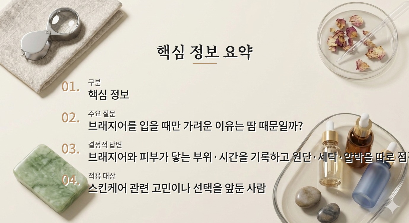브래지어 컵 안쪽만 가려울 때, 세제 잔여물과 원단을 구분하는 법 비교 가이드