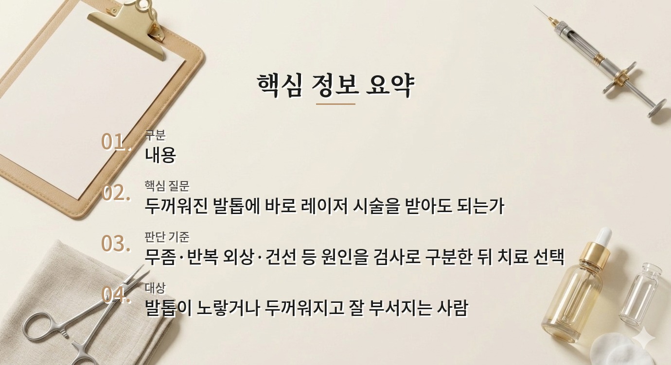 발톱이 두꺼워질 때 병원 비교, 레이저 전에 무좀 검사가 필요한 이유 비교 가이드