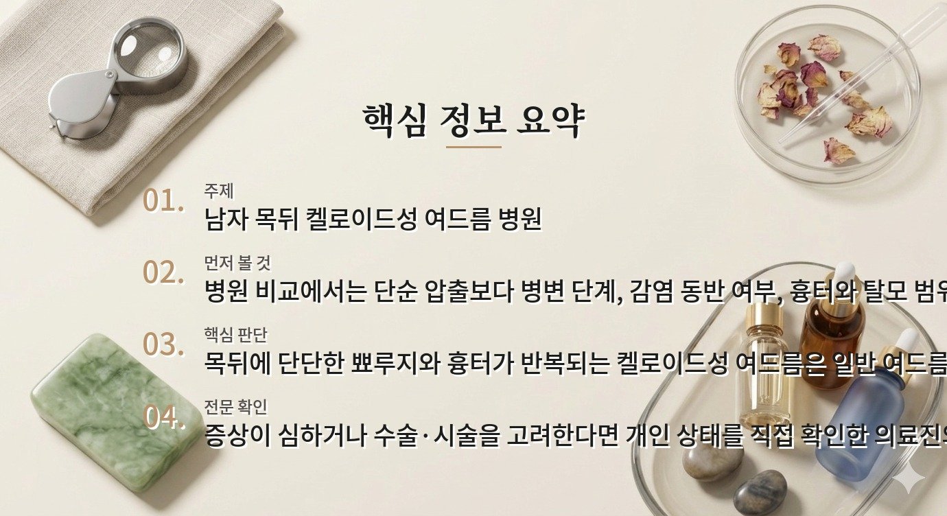 남자 목뒤 켈로이드성 여드름 병원, 모낭염과 흉터 단계를 구분해 보는 이유 비교 가이드