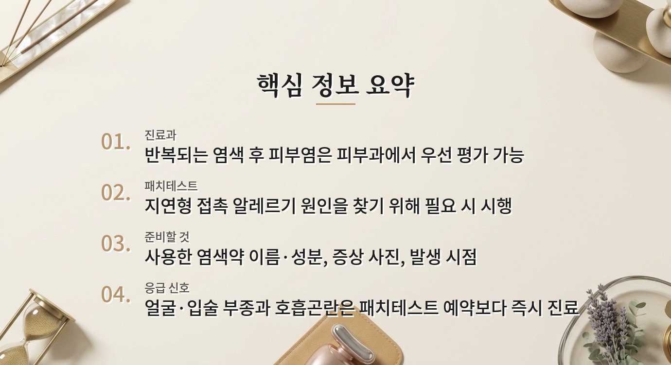 염색 후 두피가 붓고 가려우면 피부과에서 패치테스트를 받을 수 있나요? 비교 가이드