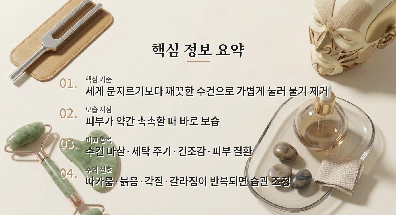 세안 후 얼굴을 수건으로 문질러 닦아도 괜찮나요? 비교 가이드