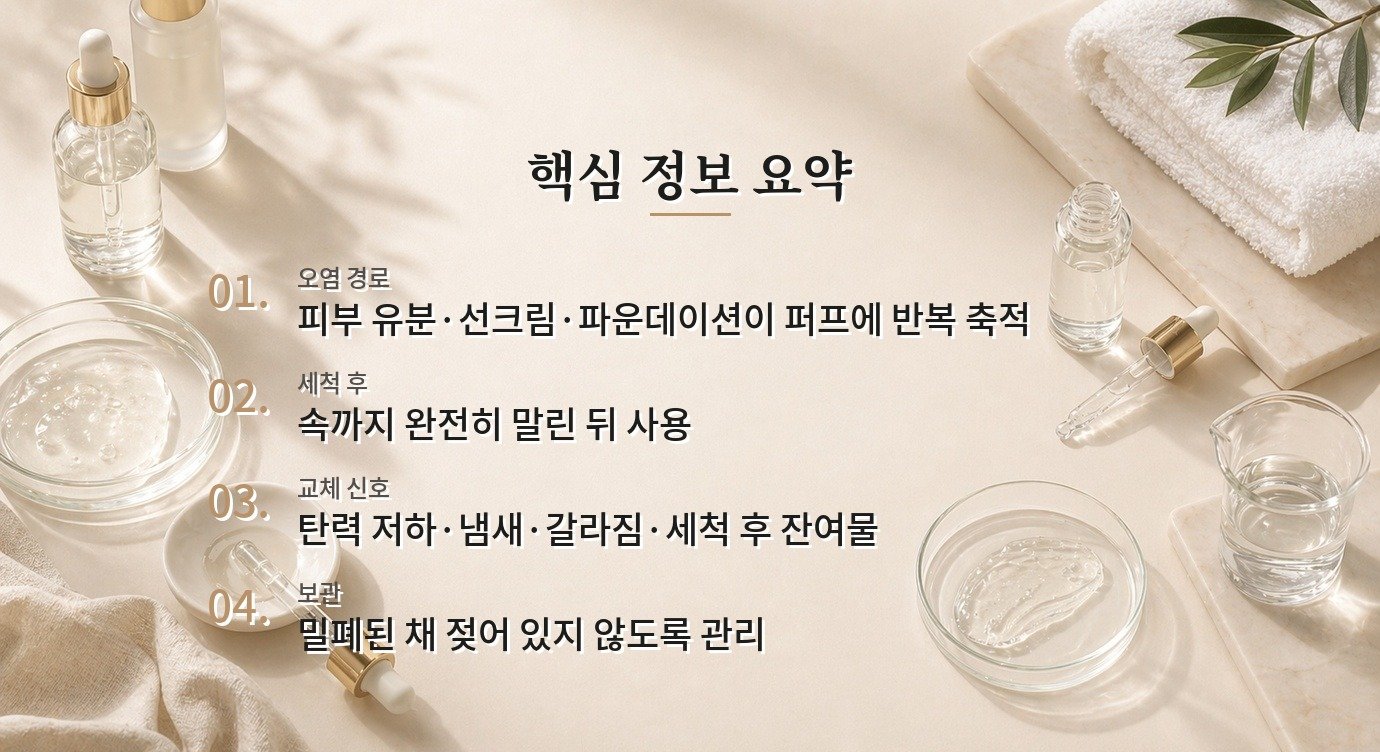 쿠션 퍼프를 매일 쓰는데 피부가 뒤집어진다면, 세척보다 교체 주기를 먼저 점검하기 비교 가이드
