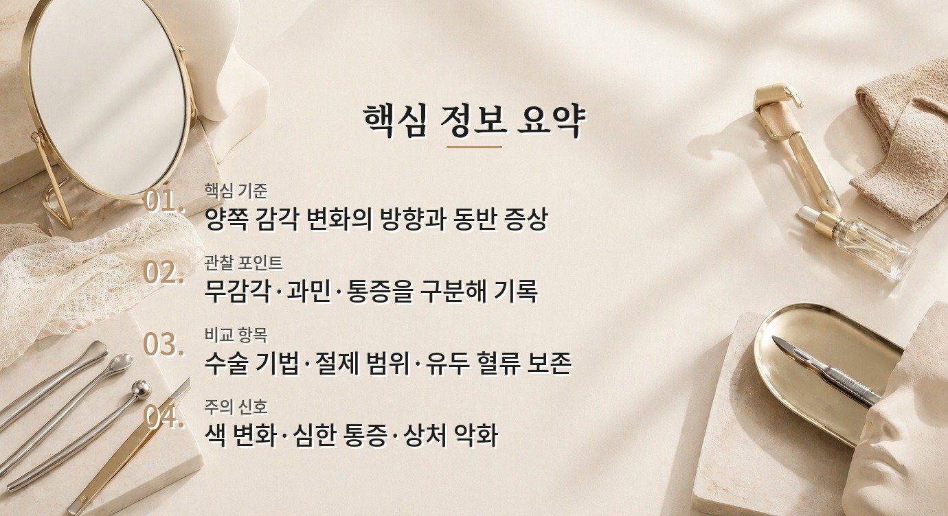 유방축소술 후 유두 감각 변화, 회복 과정과 진료가 필요한 상황 비교 가이드
