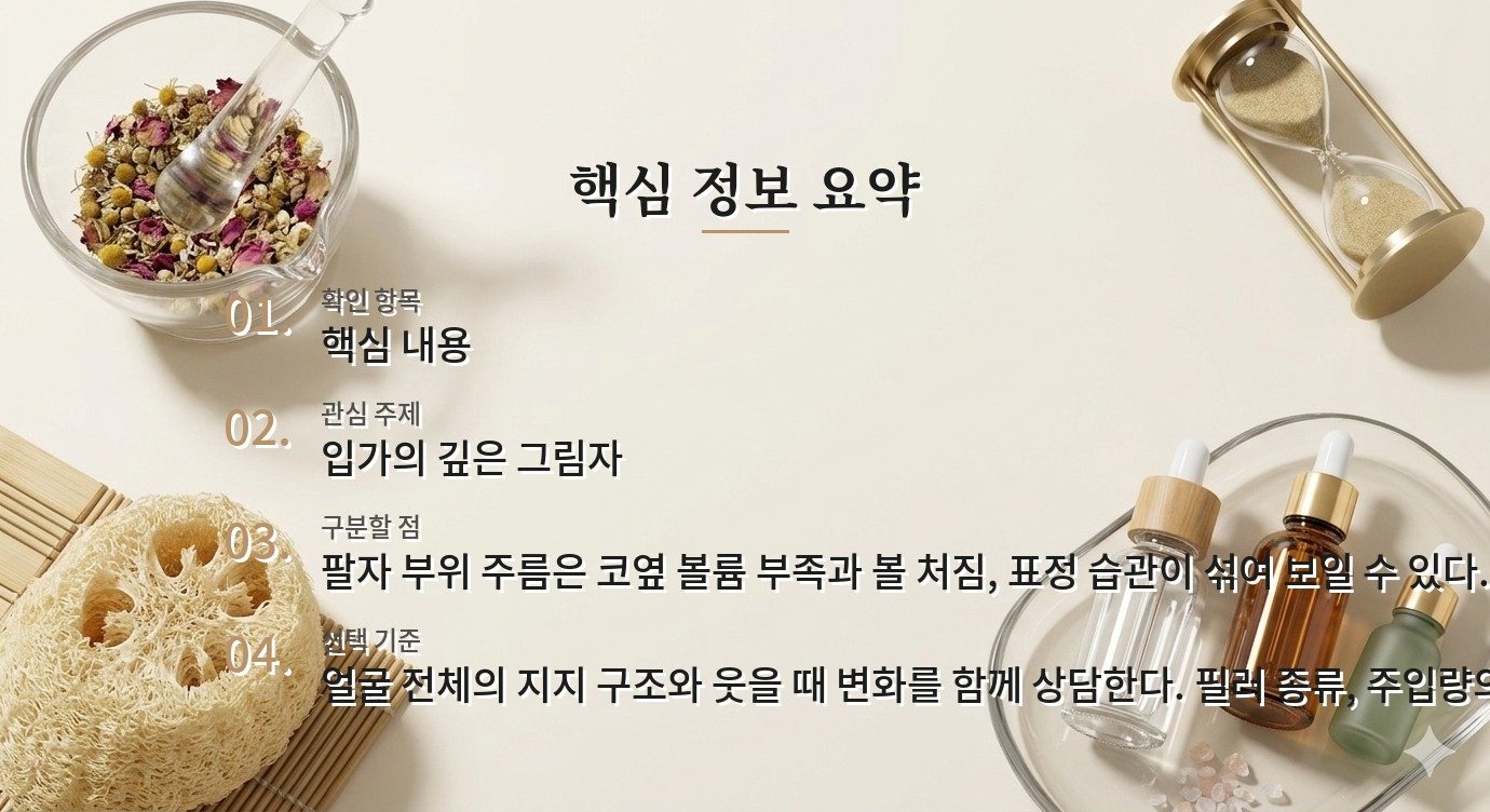 팔자주름 필러 전에 코옆 꺼짐과 피부 처짐 구분하기 비교 가이드