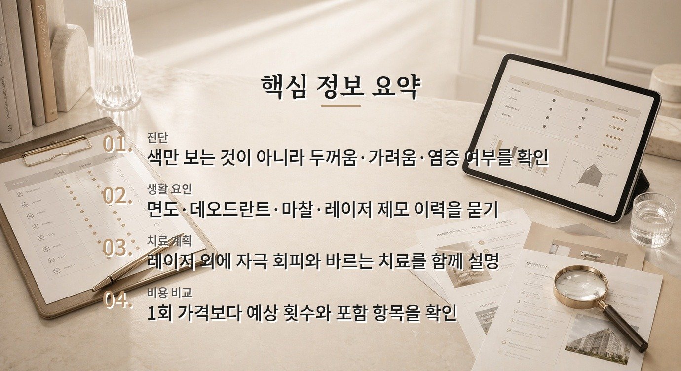 겨드랑이 색소 치료 병원 비교, 레이저 가격보다 제모 자극과 피부염을 먼저 구분하는 곳 비교 가이드