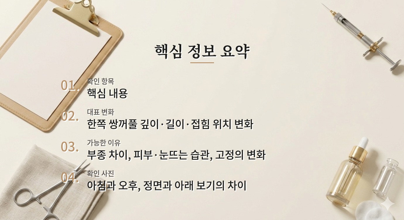 매몰 쌍꺼풀 한쪽 라인이 흐려졌을 때, 실 풀림과 부종 차이를 확인하는 법 비교 가이드