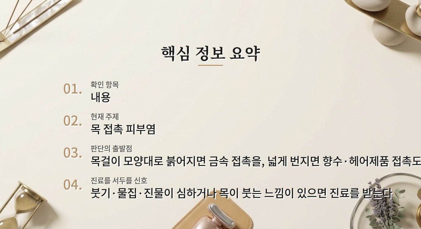 목걸이가 닿는 목만 가려울 때, 금속 알레르기와 화장품 자극 구분법 비교 가이드
